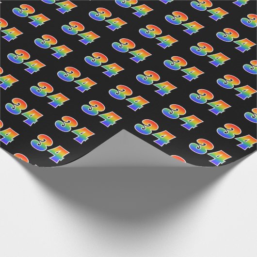 Leuk Rainbow Spectrum Pattern "34" Evenementnummer Cadeaupapier (Hoek)