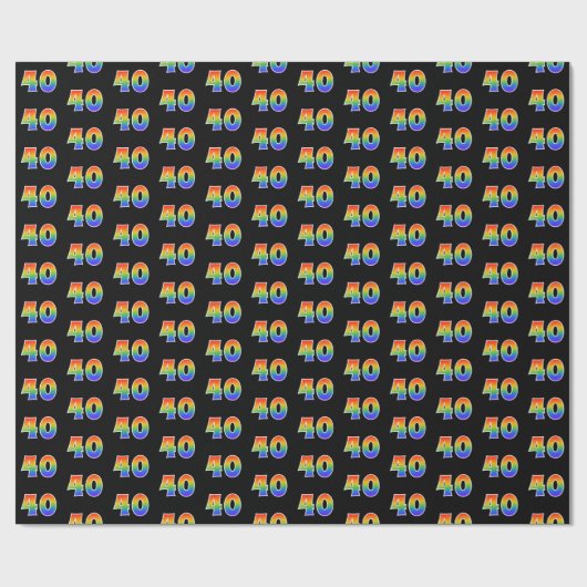 Leuk Rainbow Spectrum Pattern "40" Evenementnummer Cadeaupapier (Vlak)