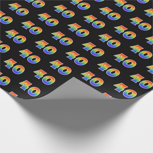 Leuk Rainbow Spectrum Pattern "40" Evenementnummer Cadeaupapier (Hoek)