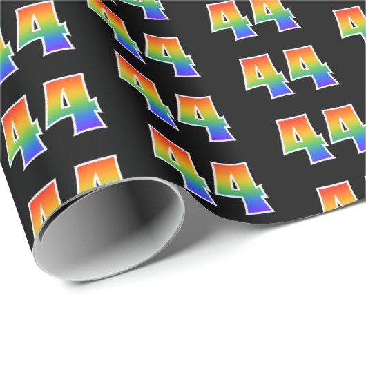 Leuk Rainbow Spectrum Pattern "44" Evenementnummer Cadeaupapier (Rol Hoek)