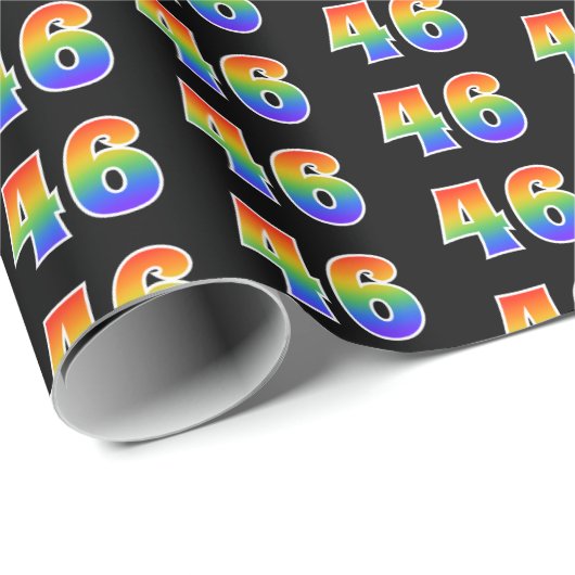 Leuk Rainbow Spectrum Pattern "46" Evenementnummer Cadeaupapier (Rol Hoek)