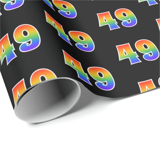 Leuk Rainbow Spectrum Pattern "49" Evenementnummer Cadeaupapier (Rol Hoek)