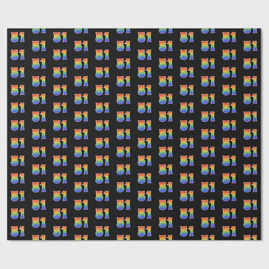 Leuk Rainbow Spectrum Pattern "51" Gebeurtenisnumm Cadeaupapier (Vlak)