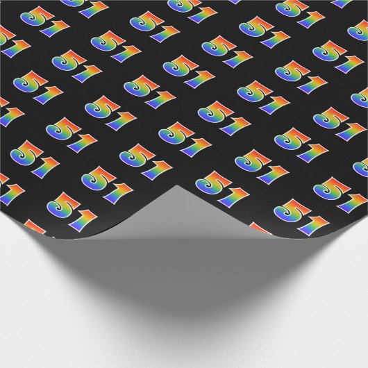 Leuk Rainbow Spectrum Pattern "51" Gebeurtenisnumm Cadeaupapier (Hoek)