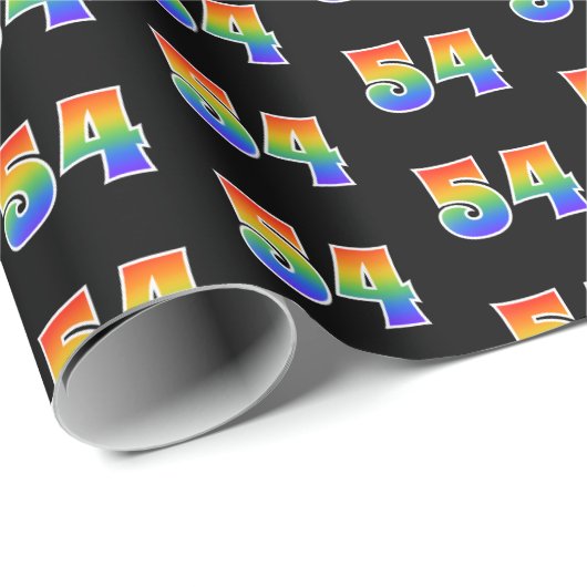 Leuk Rainbow Spectrum Pattern "54" Evenementnummer Cadeaupapier (Rol Hoek)