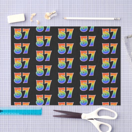 Leuk Rainbow Spectrum Pattern "57" Evenementnummer Tissuepapier (Craft)