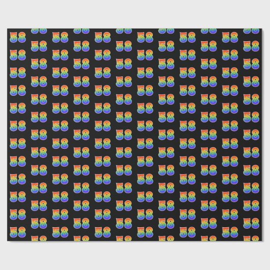 Leuk Rainbow Spectrum Pattern "58" Gebeurtenisnumm Cadeaupapier (Vlak)