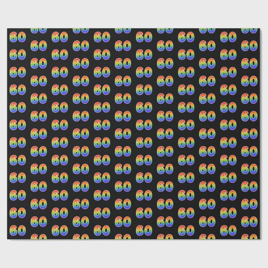 Leuk Rainbow Spectrum Pattern "60" Evenementnummer Cadeaupapier (Vlak)