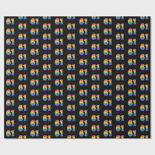 Leuk Rainbow Spectrum Pattern "61" Gebeurtenisnumm Cadeaupapier (Vlak)