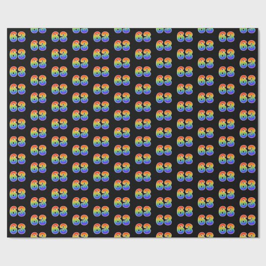 Leuk Rainbow Spectrum Pattern "63" Gebeurtenisnumm Cadeaupapier (Vlak)