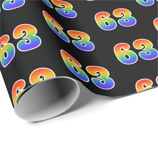 Leuk Rainbow Spectrum Pattern "63" Gebeurtenisnumm Cadeaupapier (Rol Hoek)