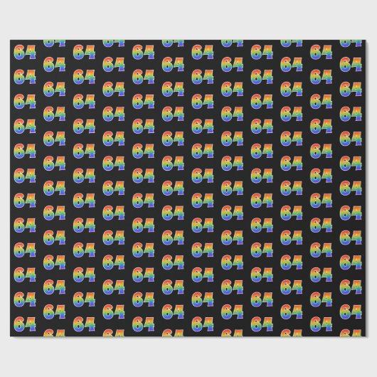 Leuk Rainbow Spectrum Pattern "64" Evenementnummer Cadeaupapier (Vlak)