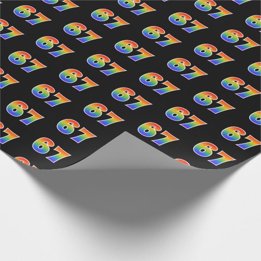 Leuk Rainbow Spectrum Pattern "67" Evenementnummer Cadeaupapier (Hoek)