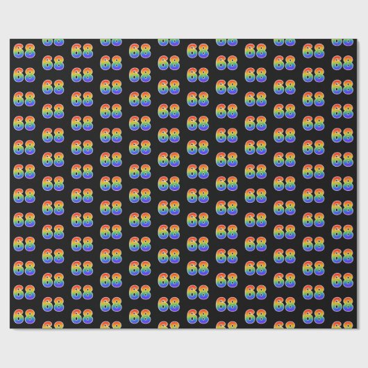 Leuk Rainbow Spectrum Pattern "68" Gebeurtenisnumm Cadeaupapier (Vlak)