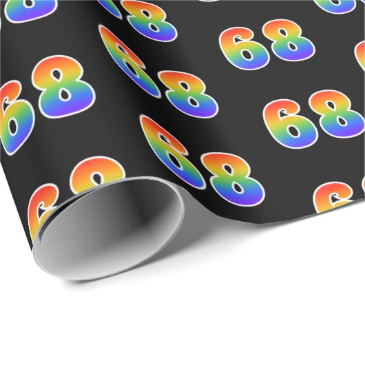 Leuk Rainbow Spectrum Pattern "68" Gebeurtenisnumm Cadeaupapier (Rol Hoek)