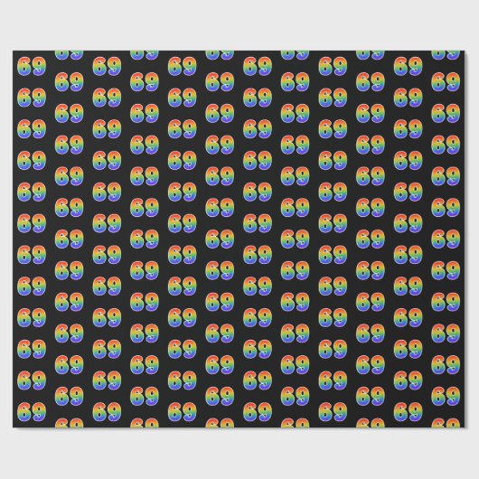 Leuk Rainbow Spectrum Pattern "69" Evenementnummer Cadeaupapier (Vlak)