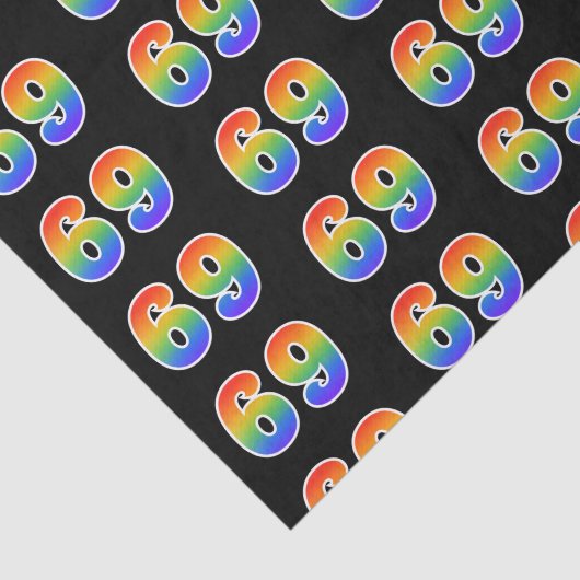 Leuk Rainbow Spectrum Pattern "69" Evenementnummer Tissuepapier (Detail)