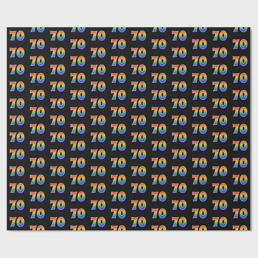 Leuk Rainbow Spectrum Pattern "70" Evenementnummer Cadeaupapier (Vlak)