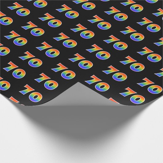 Leuk Rainbow Spectrum Pattern "70" Evenementnummer Cadeaupapier (Hoek)