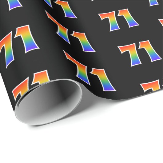 Leuk Rainbow Spectrum Pattern "71" Evenementnummer Cadeaupapier (Rol Hoek)