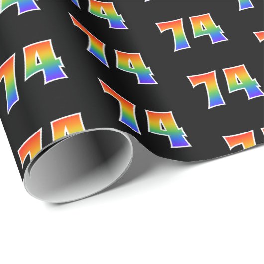 Leuk Rainbow Spectrum Pattern "74" Evenementnummer Cadeaupapier (Rol Hoek)