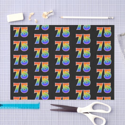 Leuk Rainbow Spectrum Pattern "75" Evenementnummer Tissuepapier (Craft)