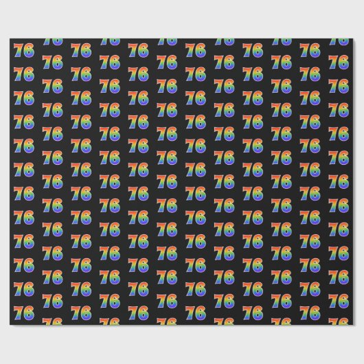 Leuk Rainbow Spectrum Pattern "76" Evenementnummer Cadeaupapier (Vlak)