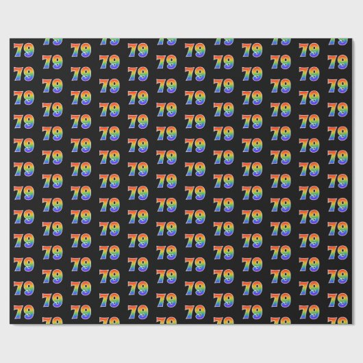 Leuk Rainbow Spectrum Pattern "79" Evenementnummer Cadeaupapier (Vlak)