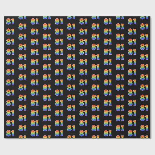 Leuk Rainbow Spectrum Pattern "81" Gebeurtenisnumm Cadeaupapier (Vlak)