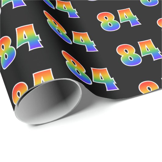 Leuk Rainbow Spectrum Pattern "84" Evenementnummer Cadeaupapier (Rol Hoek)