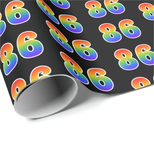 Leuk Rainbow Spectrum Pattern "86" Gebeurtenisnumm Cadeaupapier (Rol Hoek)
