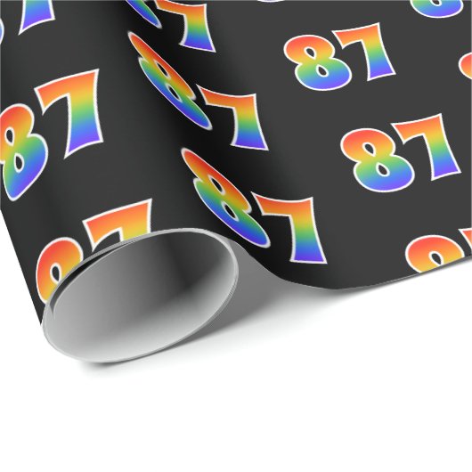 Leuk Rainbow Spectrum Pattern "87" Gebeurtenisnumm Cadeaupapier (Rol Hoek)