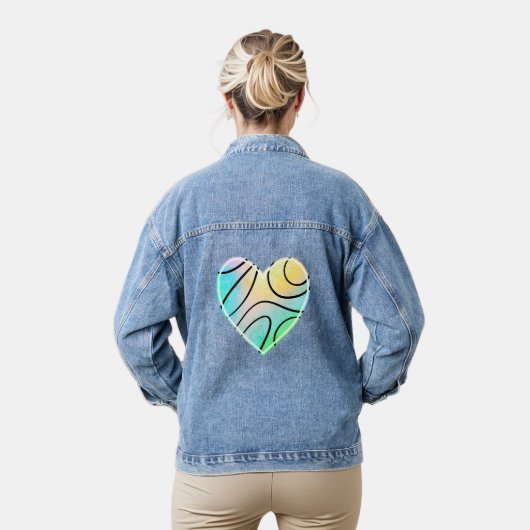 Leuk Regenboog Hart Vrouwen Denim Jacket (Model)