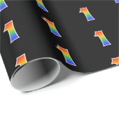 Leuk regenboog spectrum patroon "1" evenementnumme cadeaupapier (Rol Hoek)