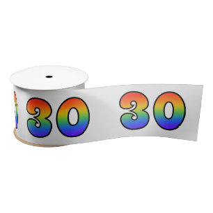 Leuk, regenboogpatroon "30" Evenementnummer (grijs Satijnen Lint