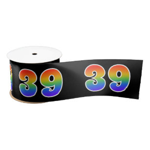Leuk, regenboogpatroon "39" evenementnummer (zwart satijnen lint