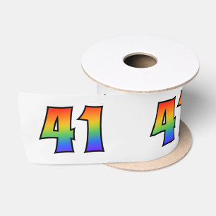 Leuk, Regenboogpatroon "41" Evenement Nummer (Grij Satijnen Lint