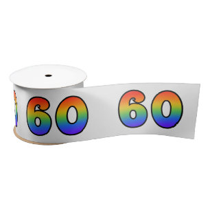 Leuk, regenboogpatroon "60" Evenementnummer (grijs Satijnen Lint