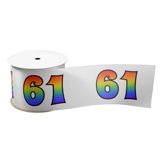 Leuk, regenboogpatroon "61" Evenementnummer (grijs Satijnen Lint (Spoel)