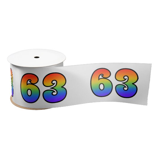 Leuk, regenboogpatroon "63" Evenementnummer (grijs Satijnen Lint (Spoel)