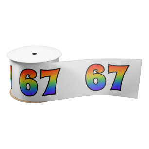Leuk, regenboogpatroon "67" Evenementnummer (grijs Satijnen Lint