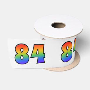 Leuk, Regenboogpatroon "84" Evenement Nummer (Grij Satijnen Lint