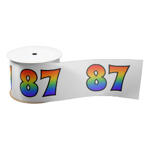 Leuk, regenboogpatroon "87" Evenementnummer (grijs Satijnen Lint
