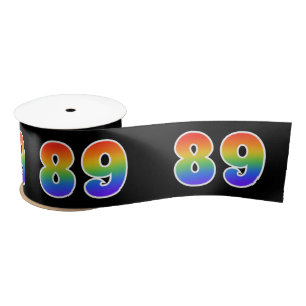 Leuk, regenboogpatroon "89" evenementnummer (zwart satijnen lint