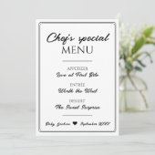 Leuk restaurantmenu zwangerschapsaankondiging menu (Staand voorkant)