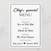 Leuk restaurantmenu zwangerschapsaankondiging menu (Voorkant)