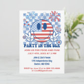 Leuk Retro 4 juli Feest Kaart (Staand voorkant)