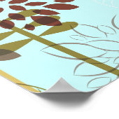 Leuk retro blauw, bruin bloemmotief op maat poster (Hoek)