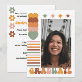 Leuk & Retro Boheems Foto Afstuderen Kaart (Voorkant / Achterkant)