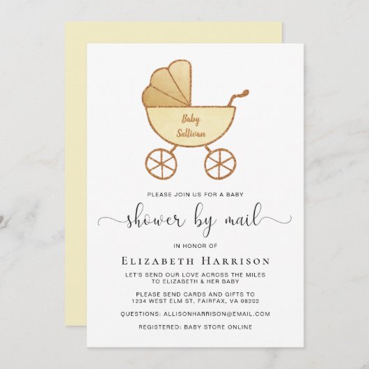 Leuk Retro Carriage Baby shower per Mail Kaart (Voorkant / Achterkant)